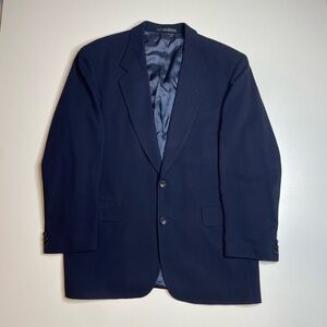 Vintage Hugo Boss Navy Blue Blazer Suit Blazer Made in USA 2 Button Wool 42R